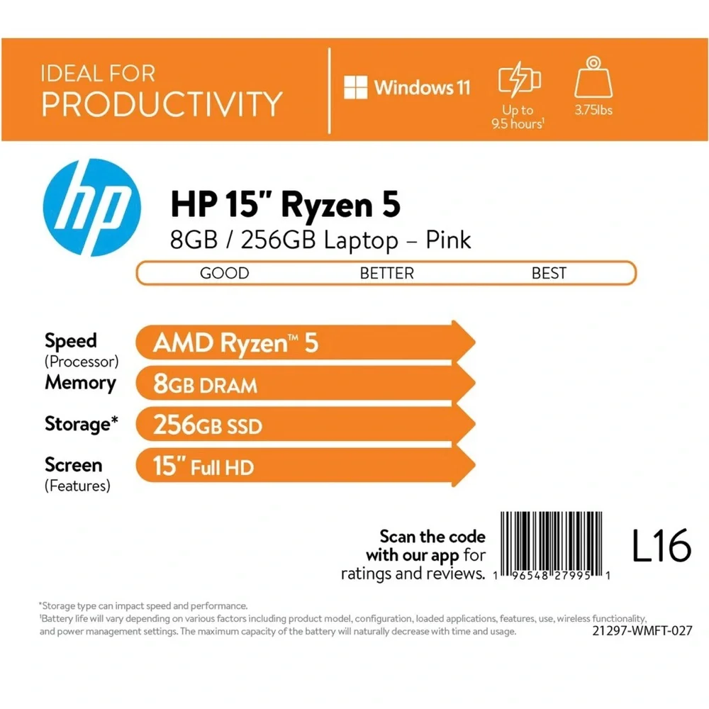 AMD Ryzen 5 8gb 256gb SSD Windows 10 Home USB-C Wifi and Bluetooth HD Webcam